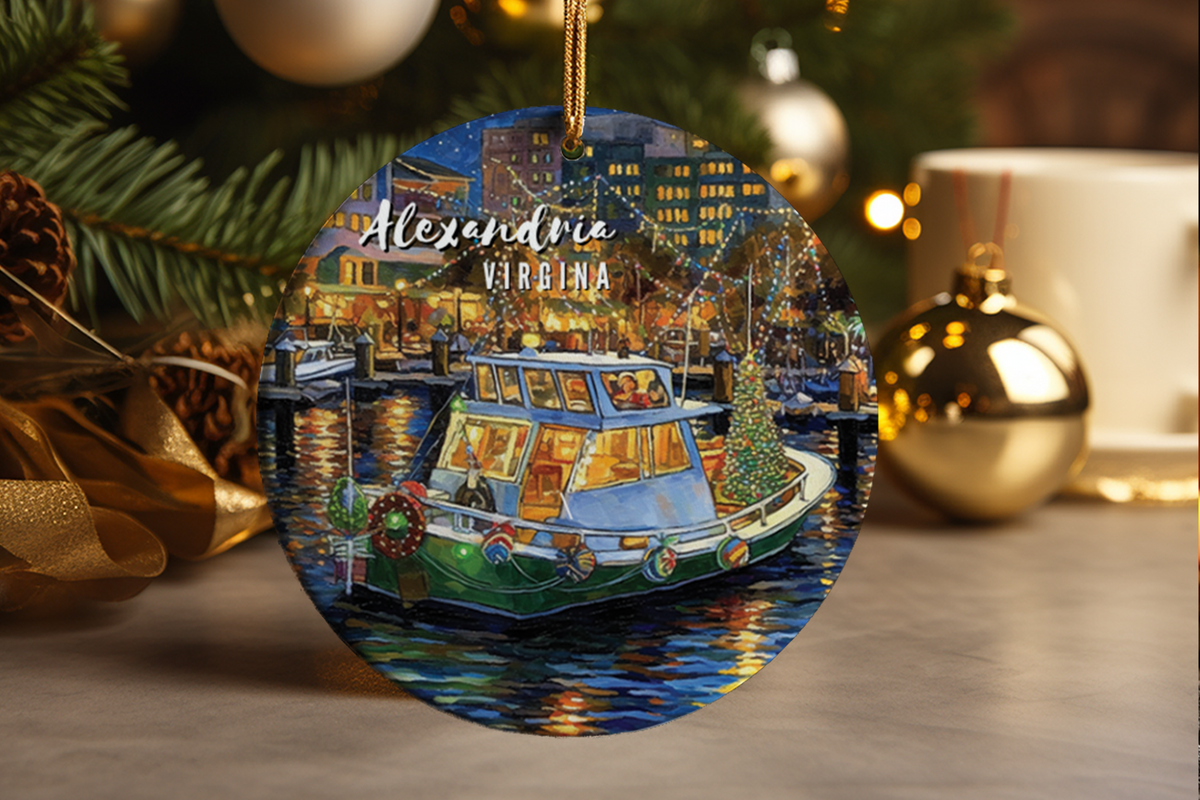 Alexandria Virginia Christmas Ornament: Holiday Boat Parade Ceramic Keepsake