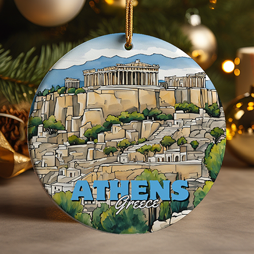 Athens Greece Ornament - The Acropolis Ceramic Travel Gift for Holidays