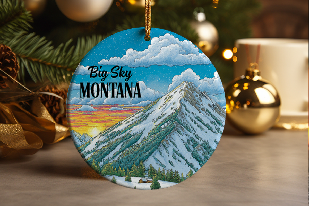 Big Sky Montana Ornament Travel Souvenir Ceramic Keepsake Gift Unique Christmas Decor