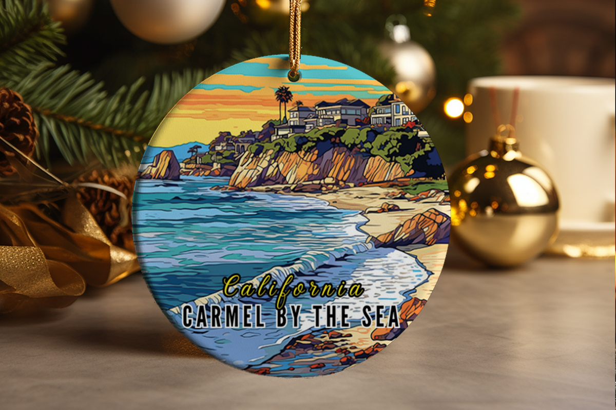 Carmel by the Sea Ceramic Ornament: California Coastal Souvenir