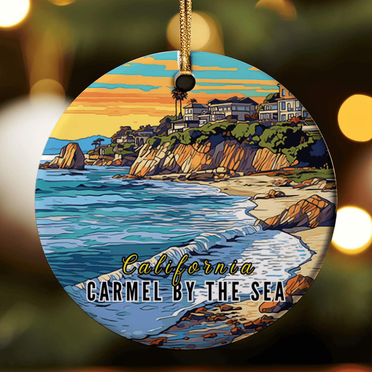 Carmel by the Sea Ceramic Ornament: California Coastal Souvenir