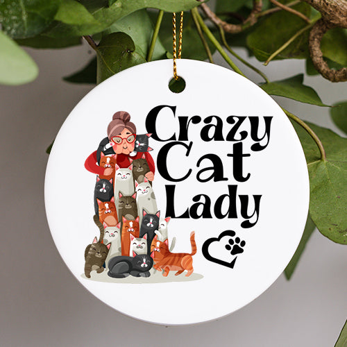 crazy cat old lady with eye glasses holding 14 cats