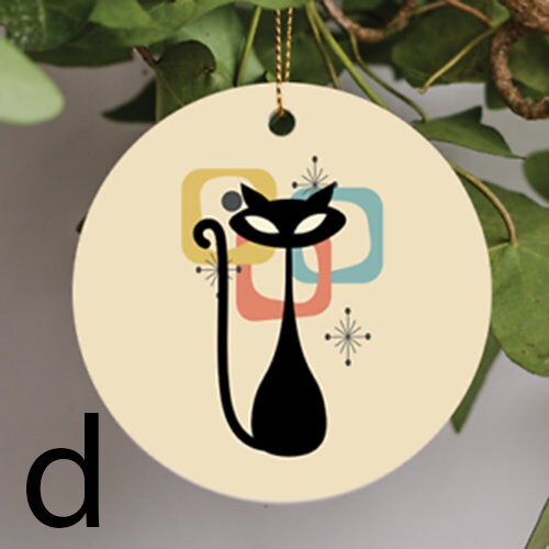 Atomic Cat Ornament: Mid Century Modern Retro Decor