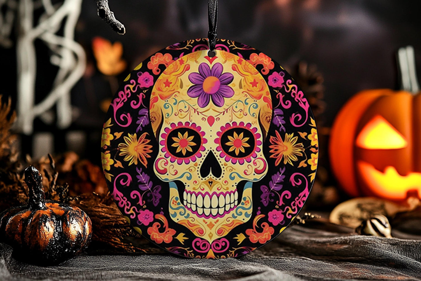 Day of the Dead, Día de Los Muertos Decor, Sugar Skull, Halloween, Ceramic Ornament