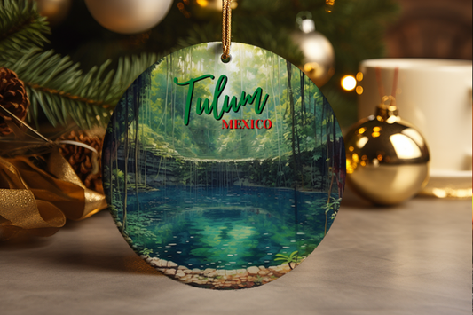 Tulum Mexico Cenote Zacil-Ha Ceramic Ornament