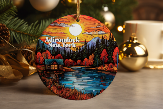 Adirondack Mountains Ceramic Ornament: New York Travel Souvenir
