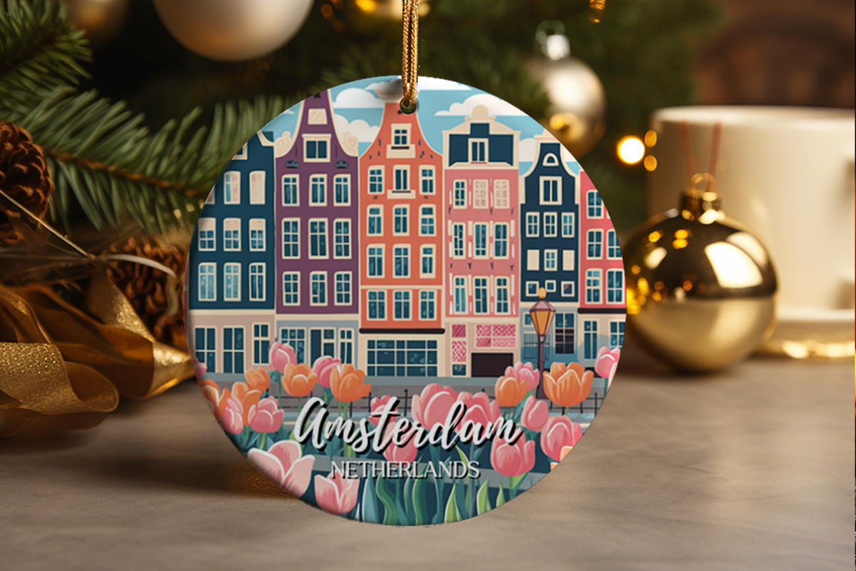 Amsterdam Ornament Netherlands Holland Illustration Art Travel Ceramic Decoration Souvenir Gift for Travelers