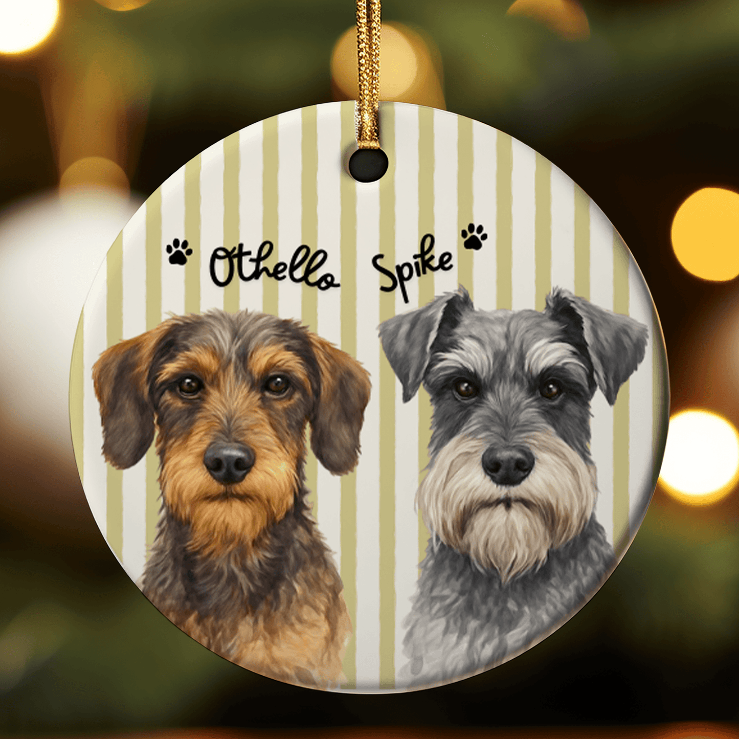 Personalized Dog or Cat Photo Ornament – Custom Watercolor Pet Ornament with Name