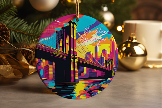 Brooklyn Bridge Ceramic Ornament: NYC Travel Gift