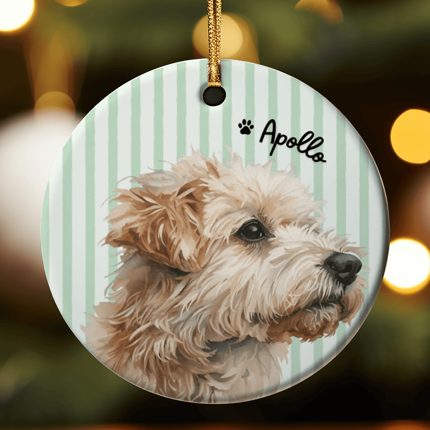 Personalized Dog or Cat Photo Ornament – Custom Watercolor Pet Ornament with Name
