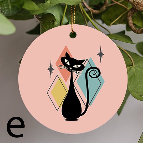 Mid Century Modern Atomic Cat Ornament