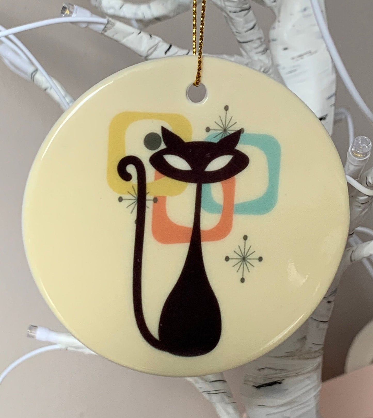 Mid Century Modern Atomic Cat Ornament