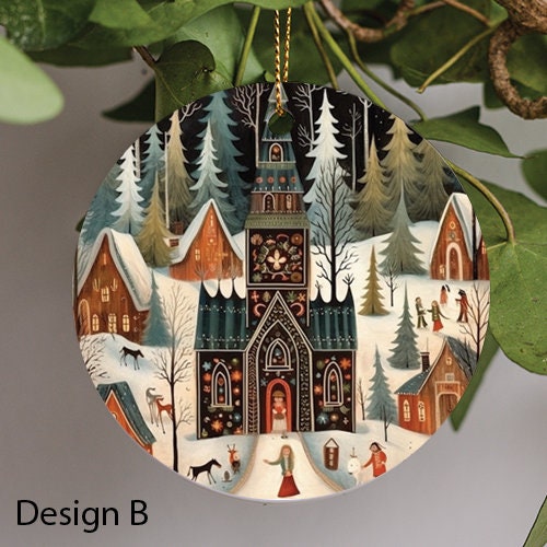 Nordic Folk Art Village Ornament