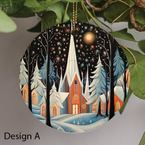 Nordic Folk Art Village Ornament