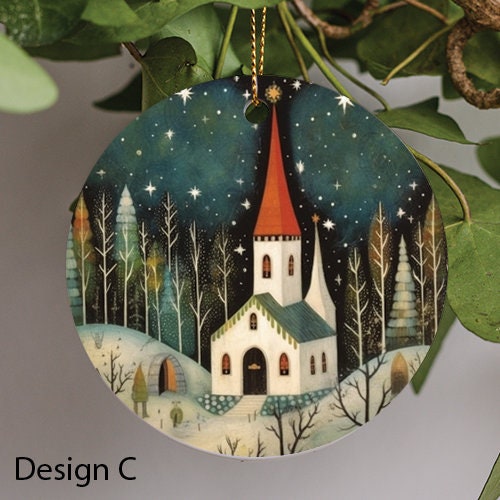 Nordic Folk Art Village Ornament