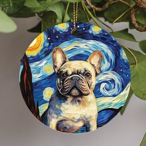 French Bulldog Starry Night Ceramic Ornament