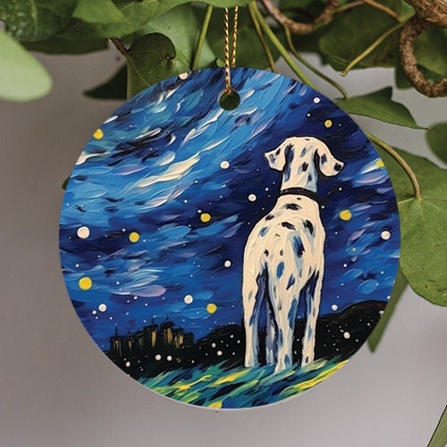 Dalmatian Starry Night Ceramic Ornament