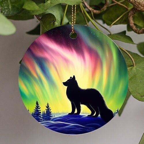 Northern Lights Fox Christmas Ornament