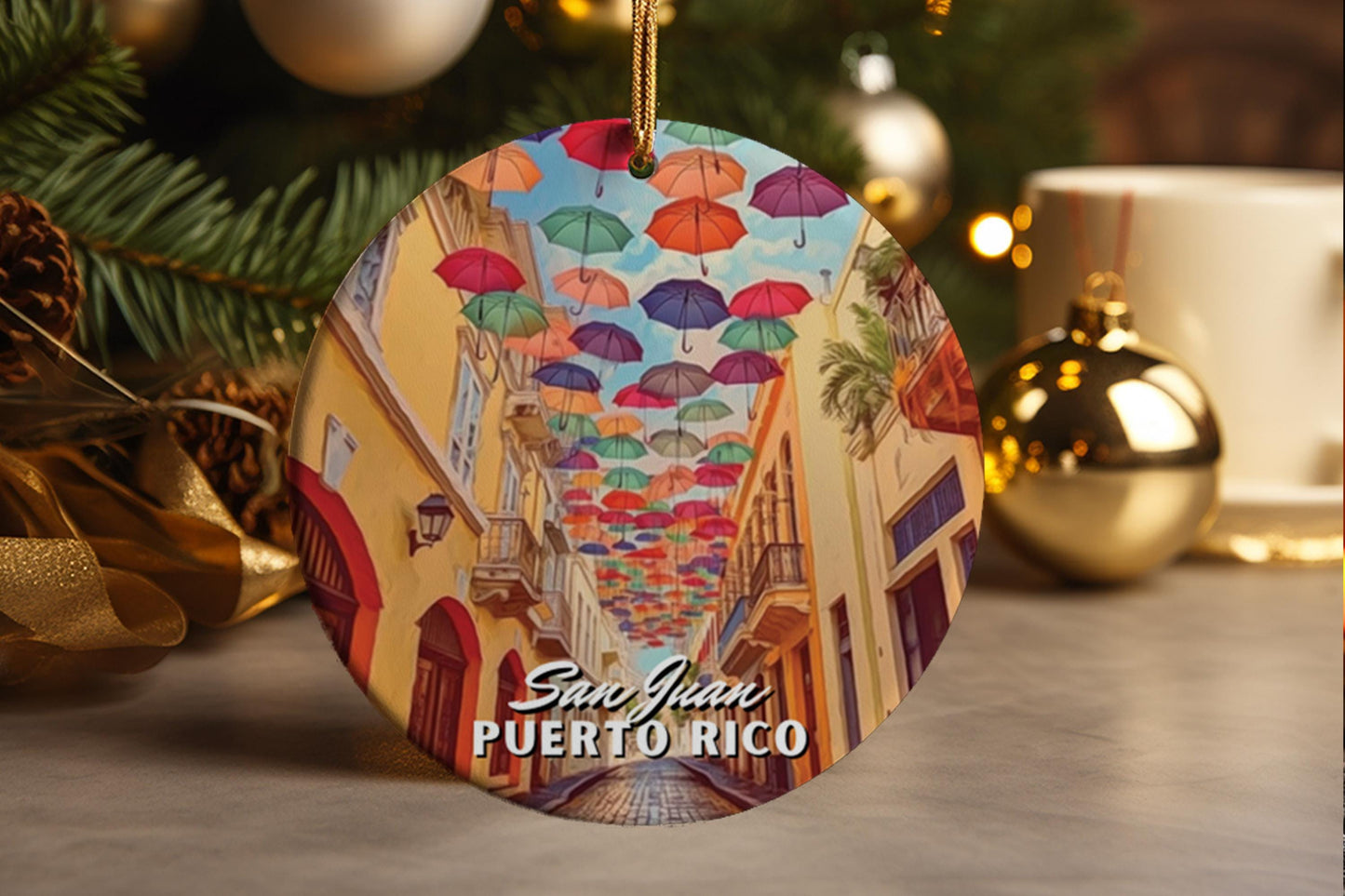 San Juan Puerto Rico Ornament: Calle de la Fortaleza Ceramic Keepsake