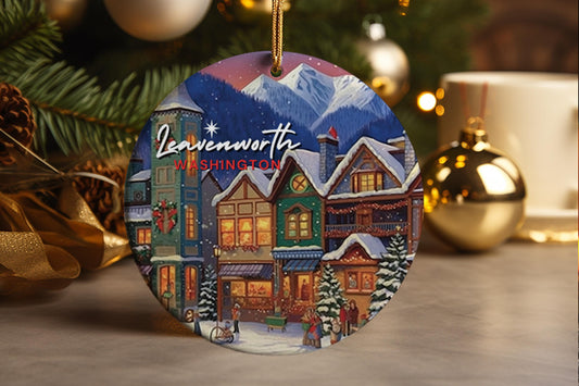 Leavenworth Washington Christmas Ornament: Handmade Ceramic Holiday Art