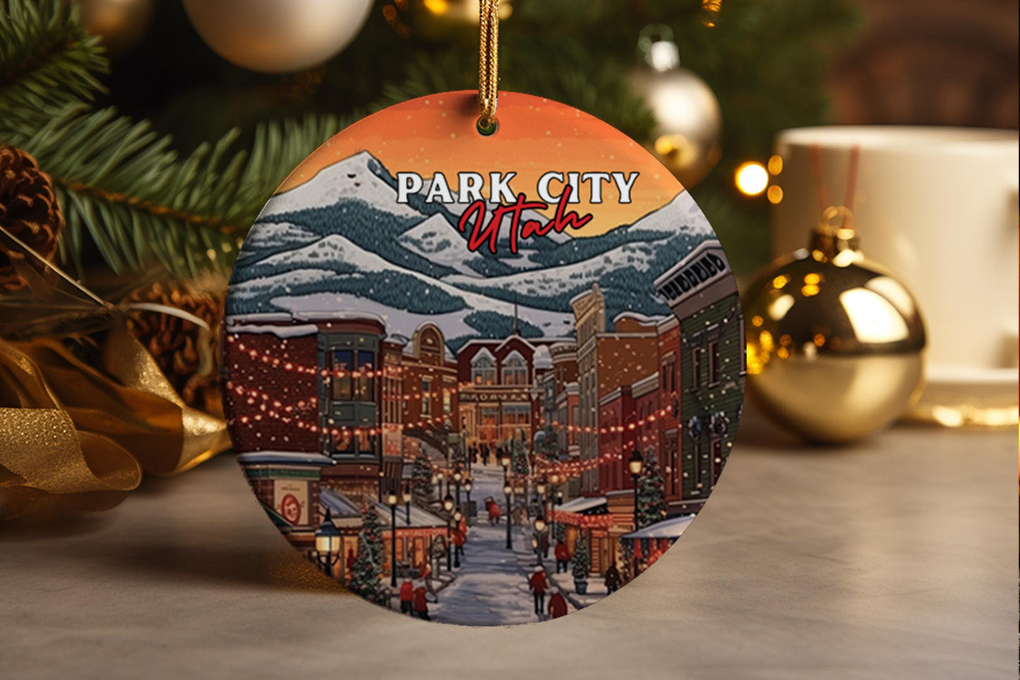 Park City Utah Christmas Ornament: Handmade Winter Wonderland Ceramic Decor