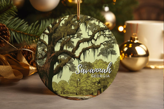 Savannah Georgia Live Oak Tree Ornament: Southern Travel Keepsake