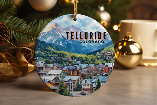 Telluride Colorado Ornament San Juan Mountains Travel Souvenir Ceramic Keepsake Gift Unique Christmas Decor