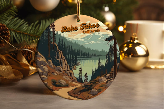 Lake Tahoe Ceramic Christmas Ornament: Family Vacation Keepsake