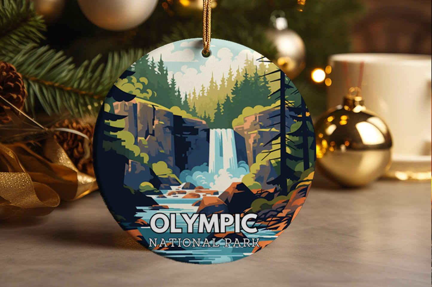Olympic National Park Adventure Travel Ornament Souvenir Ceramic Ornament