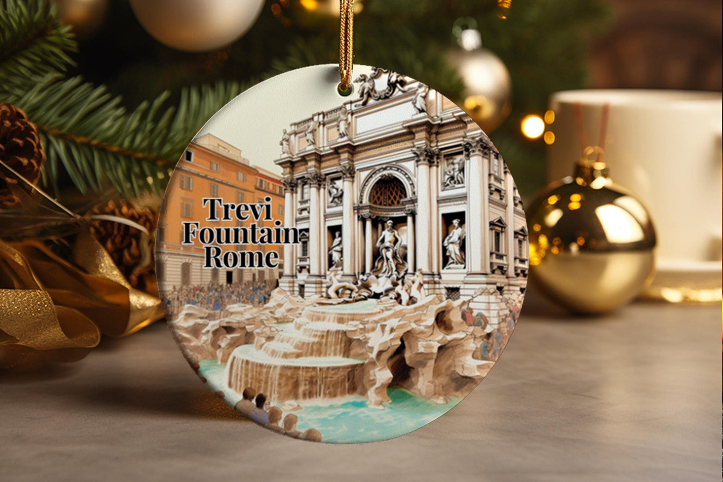 Trevi Fountain Rome, Rome Italy Souvenir, Travel, Family Vacation, Christmas Ceramic Ornament