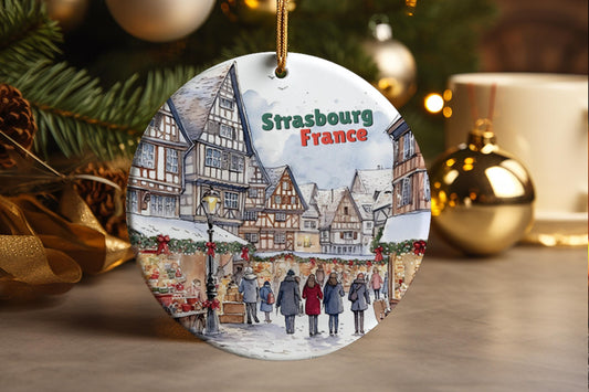 Strasbourg France Christmas Market Ceramic Ornament