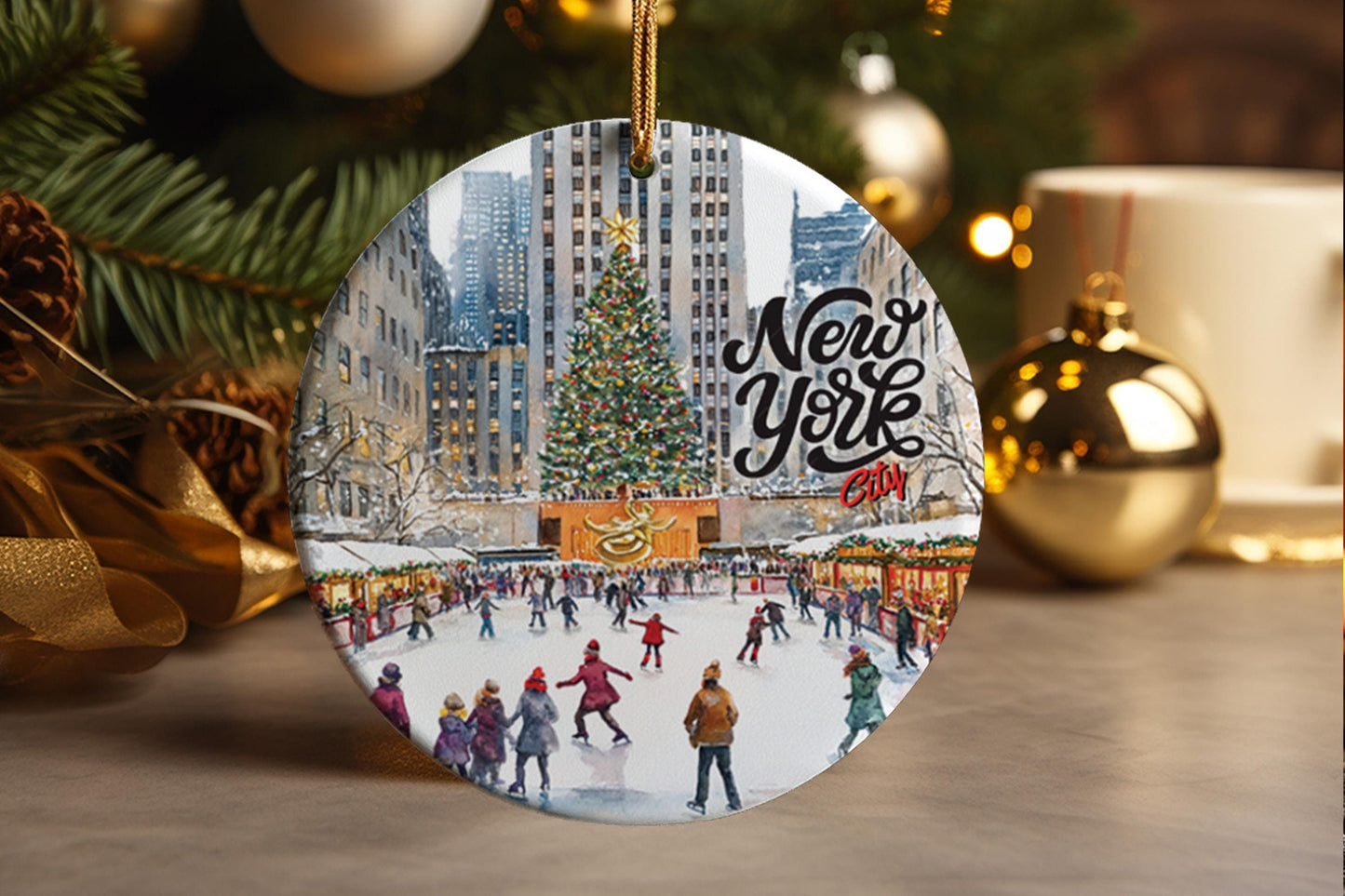 NYC Rockefeller Center Ceramic Ornament: New York City Souvenir
