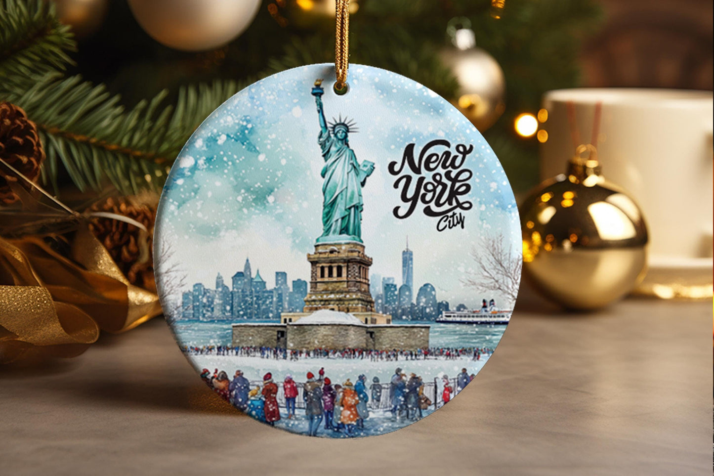 Statue of Liberty Christmas Ornament: NYC Ceramic Souvenir
