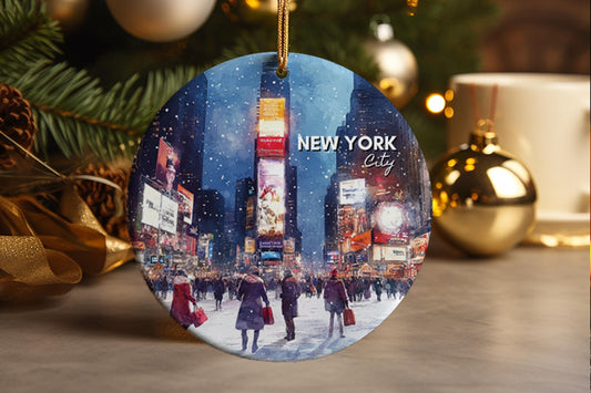 NYC Times Square Ceramic Ornament: Manhattan Souvenir Gift