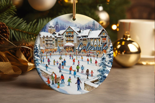 Vail Colorado Christmas Ornament Ceramic Holiday Souvenir Winter Vacation Keepsake Holiday Decoration