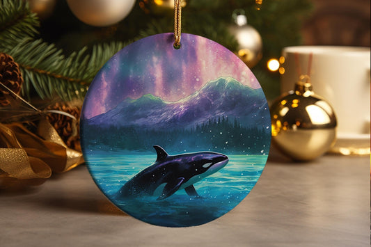 Aurora Borealis Orca Christmas Ornament: Arctic Wildlife Decor
