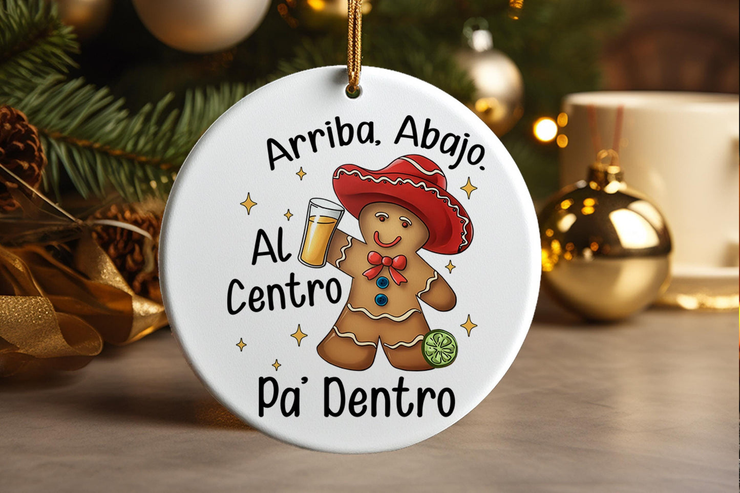 Feliz Navidad Gingerbread Cookie Christmas Ornament: Mexican Holiday Decor