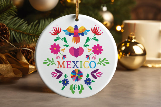 Mexican Floral Otomi Fiesta Ornament Celebration Christmas Decoration Mexico Art