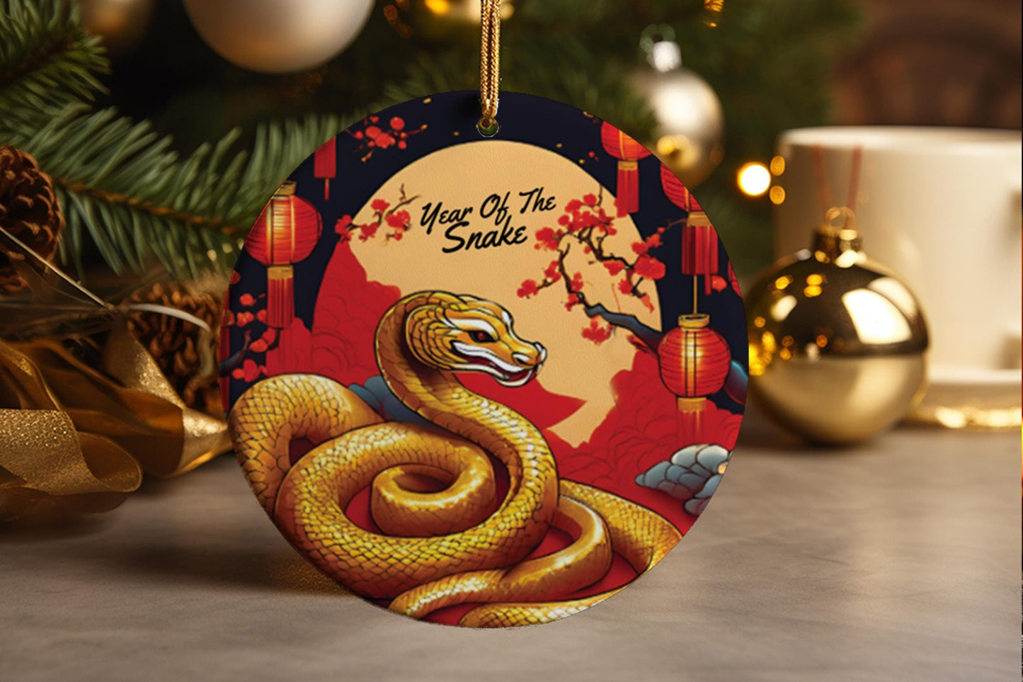 Year Of The Snake Ornament: Chinese Lunar New Year Gold Decor