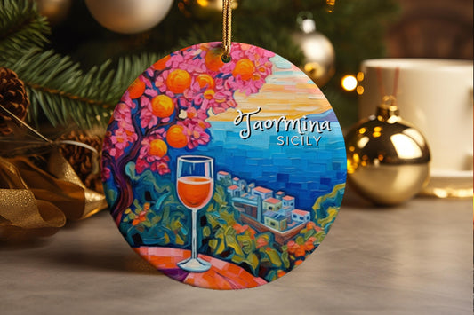 Taormina Sicily Ceramic Christmas Ornament: Italian Travel Souvenir