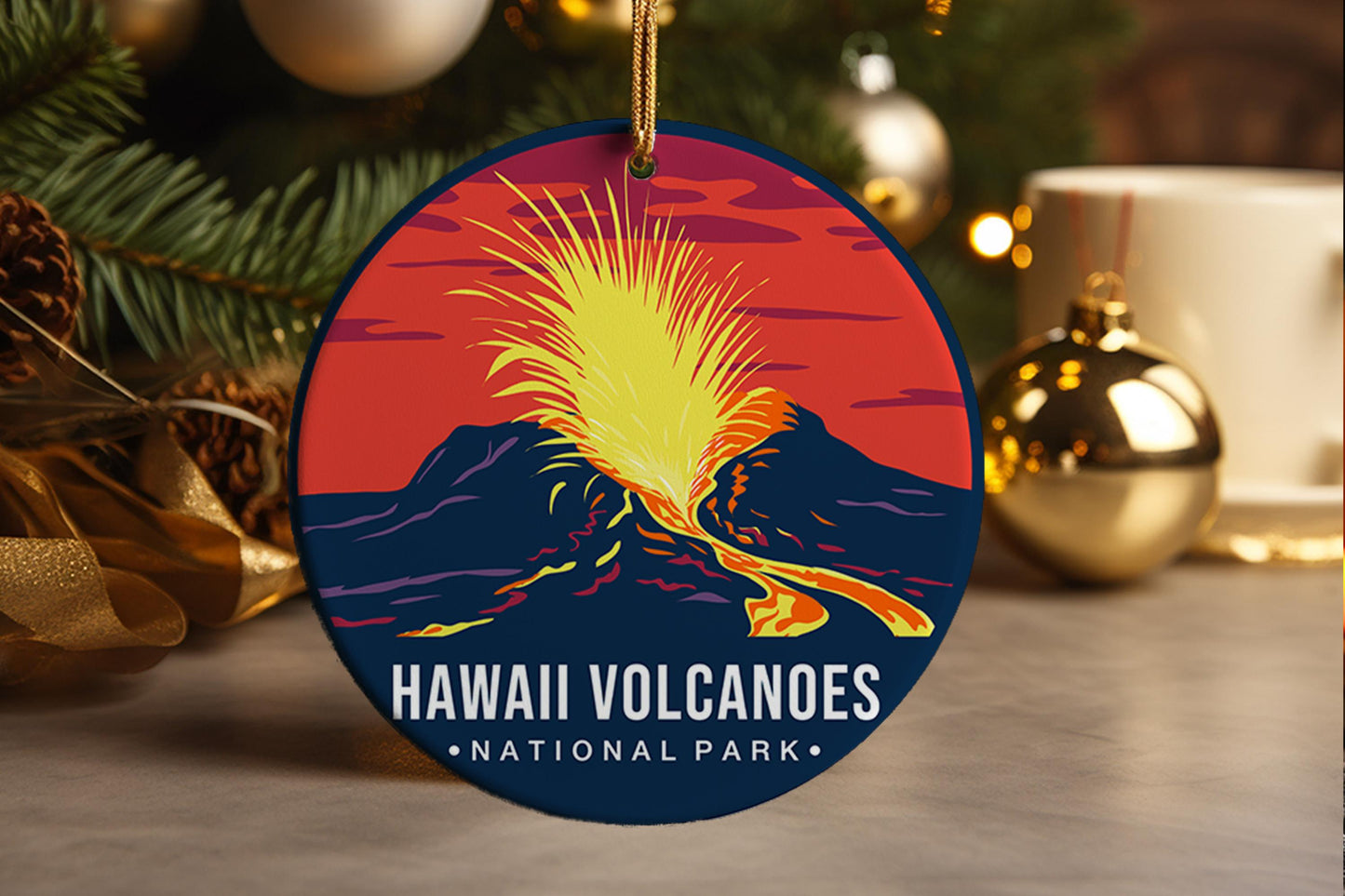 Hawaii Volcanoes National Park Ornament: Ceramic Travel Souvenir