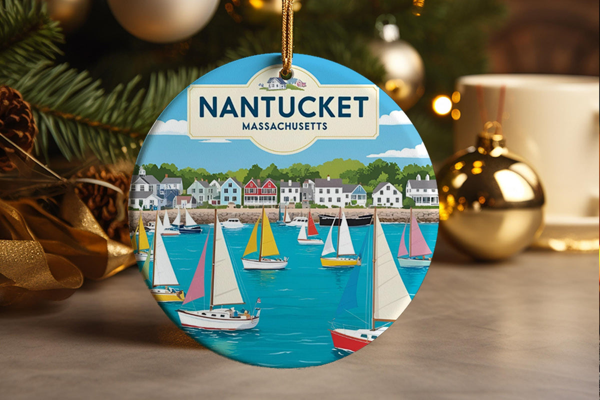 Nantucket Massachusetts Ornament: Beach & Boat Souvenir