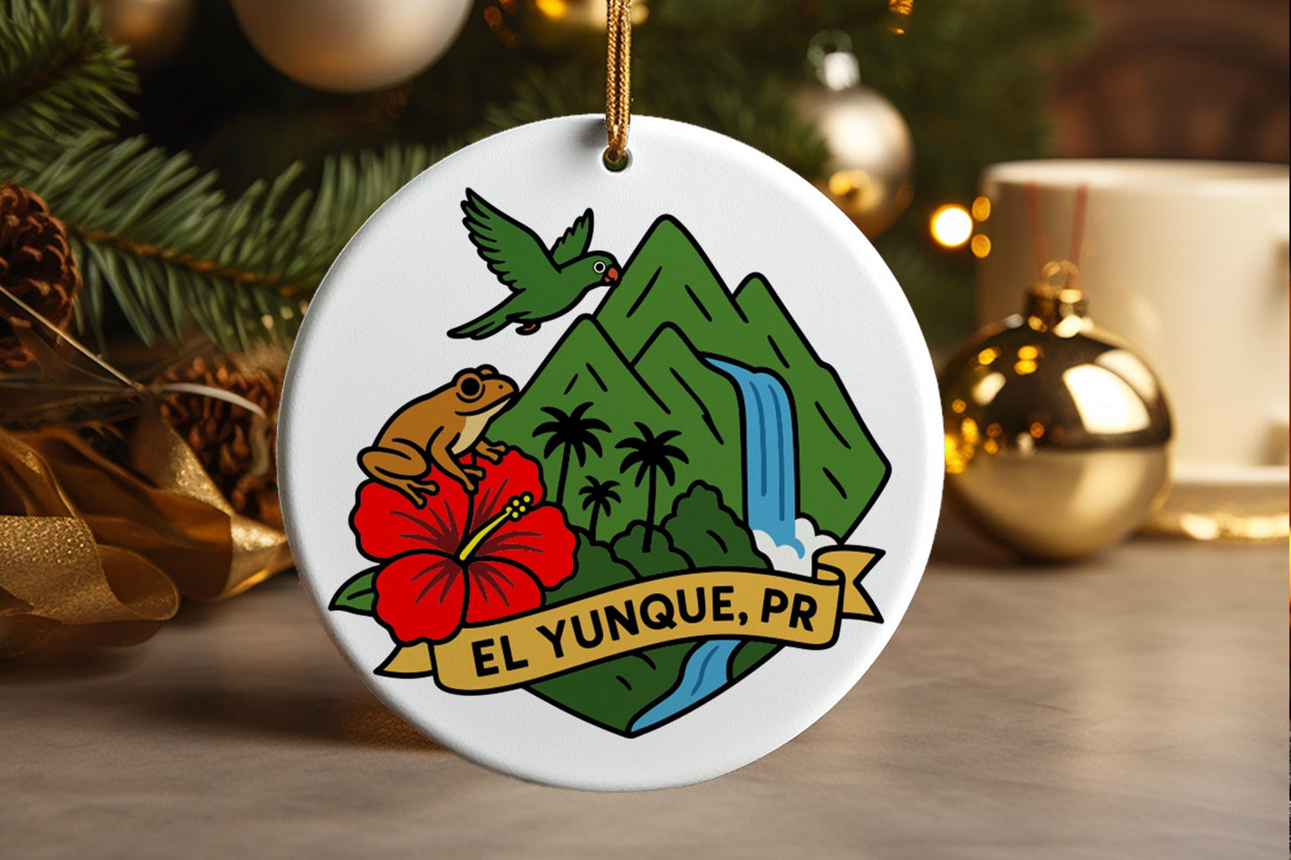 El Yunque Puerto Rico Ornament Souvenir Ceramic Christmas Ornament Travel Gift Handcrafted Keepsake
