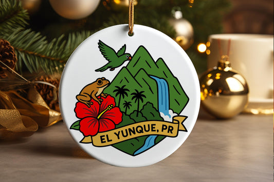 El Yunque Puerto Rico Ornament Souvenir Ceramic Christmas Ornament Travel Gift Handcrafted Keepsake