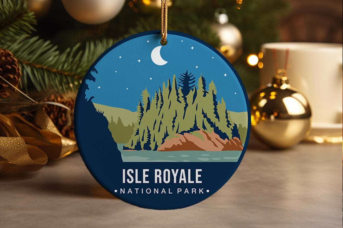 Isle Royale National Park Ornament: Ceramic Travel Souvenir