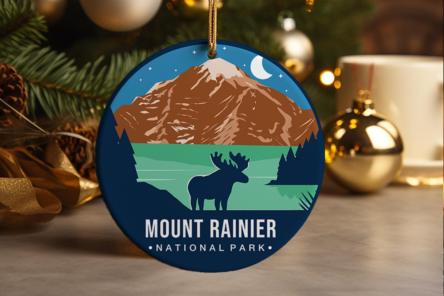 Mount Rainier Ornament: Ceramic Souvenir Keepsake