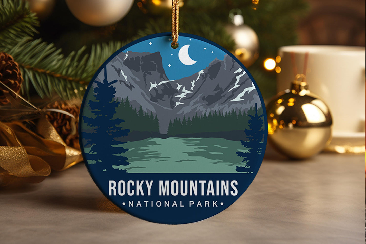 Rocky Mountains Ornament: Ceramic Travel Souvenir