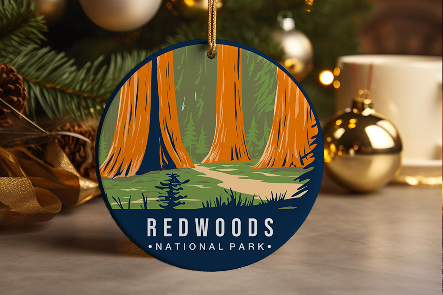 Redwoods National Park Ornament: Ceramic Travel Souvenir