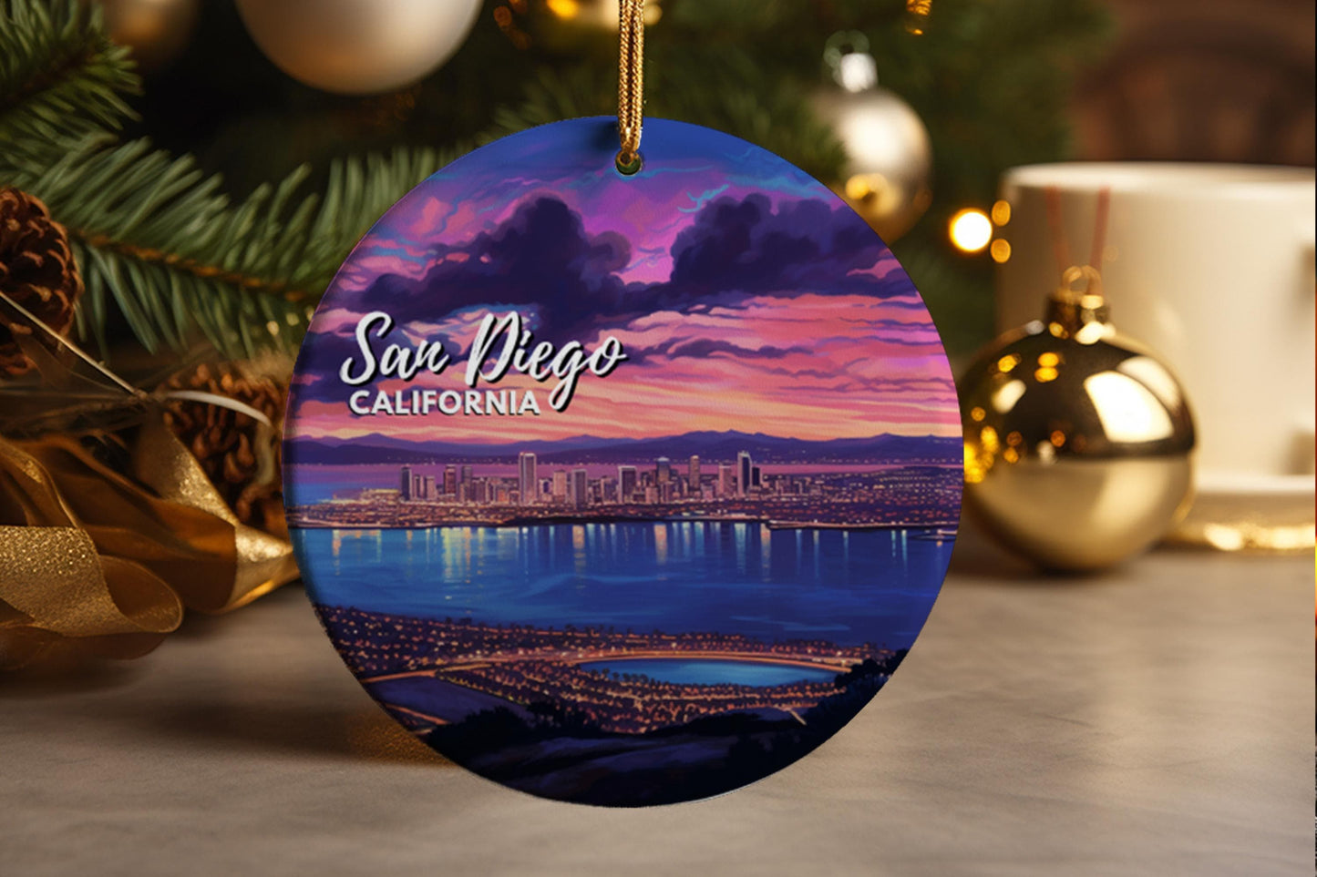 San Diego Ceramic Ornament: California Travel Souvenir