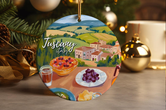 Tuscany Italy Ornament , Ceramic Souvenir Gift, Italian Keepsake, Travel Memory, Rustic Tuscan Christmas Decoration